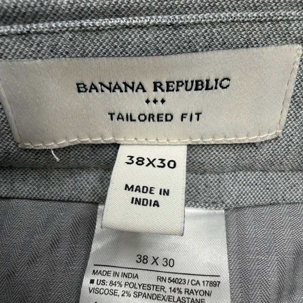 Banana Republic Mens Tailored Fit 2 Piece Suit Heather Grey 46R 40W Stretch Knit